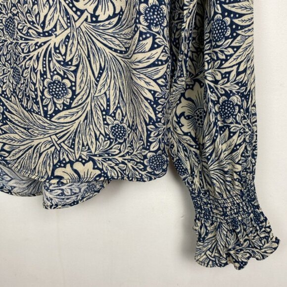 H&M x William Morris & Co 8 Floral Print Top Blouse Navy Blue Ivory - Picture 10 of 15